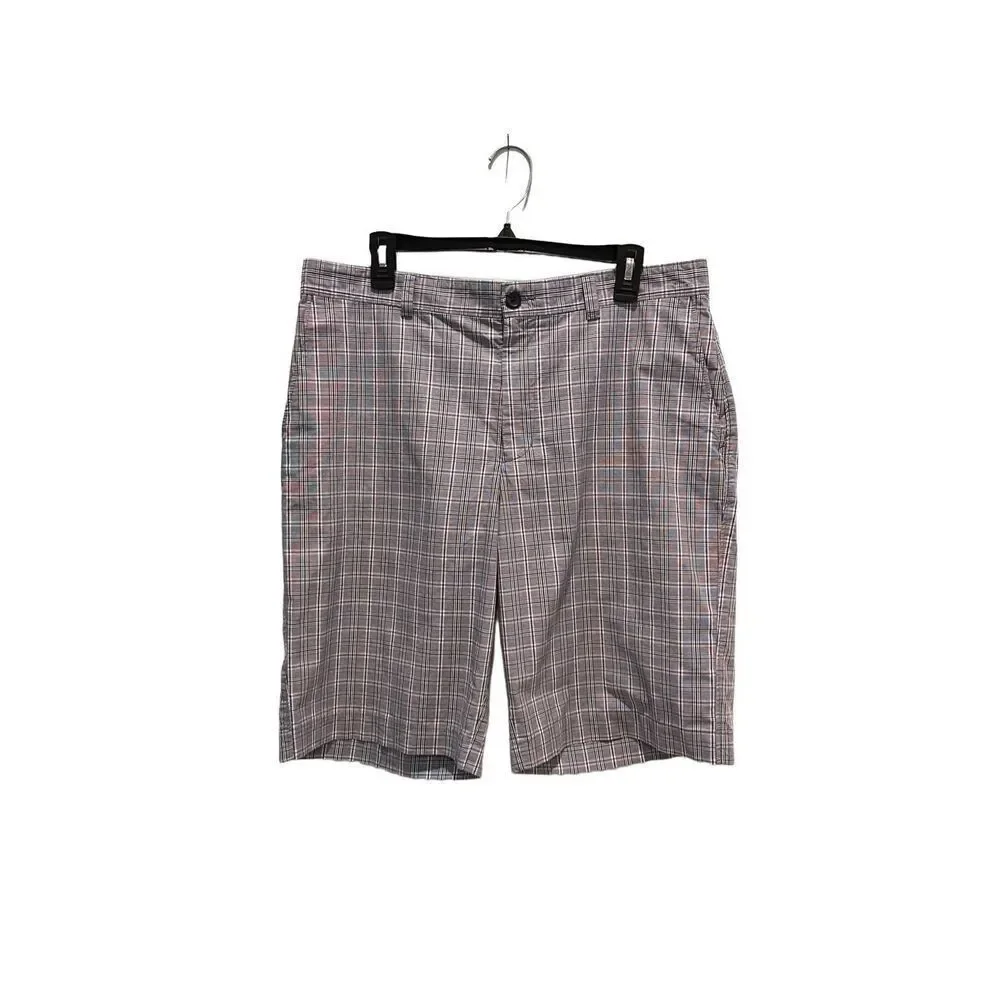 Banana Republic gray and blue plaid cotton chino shorts - 34